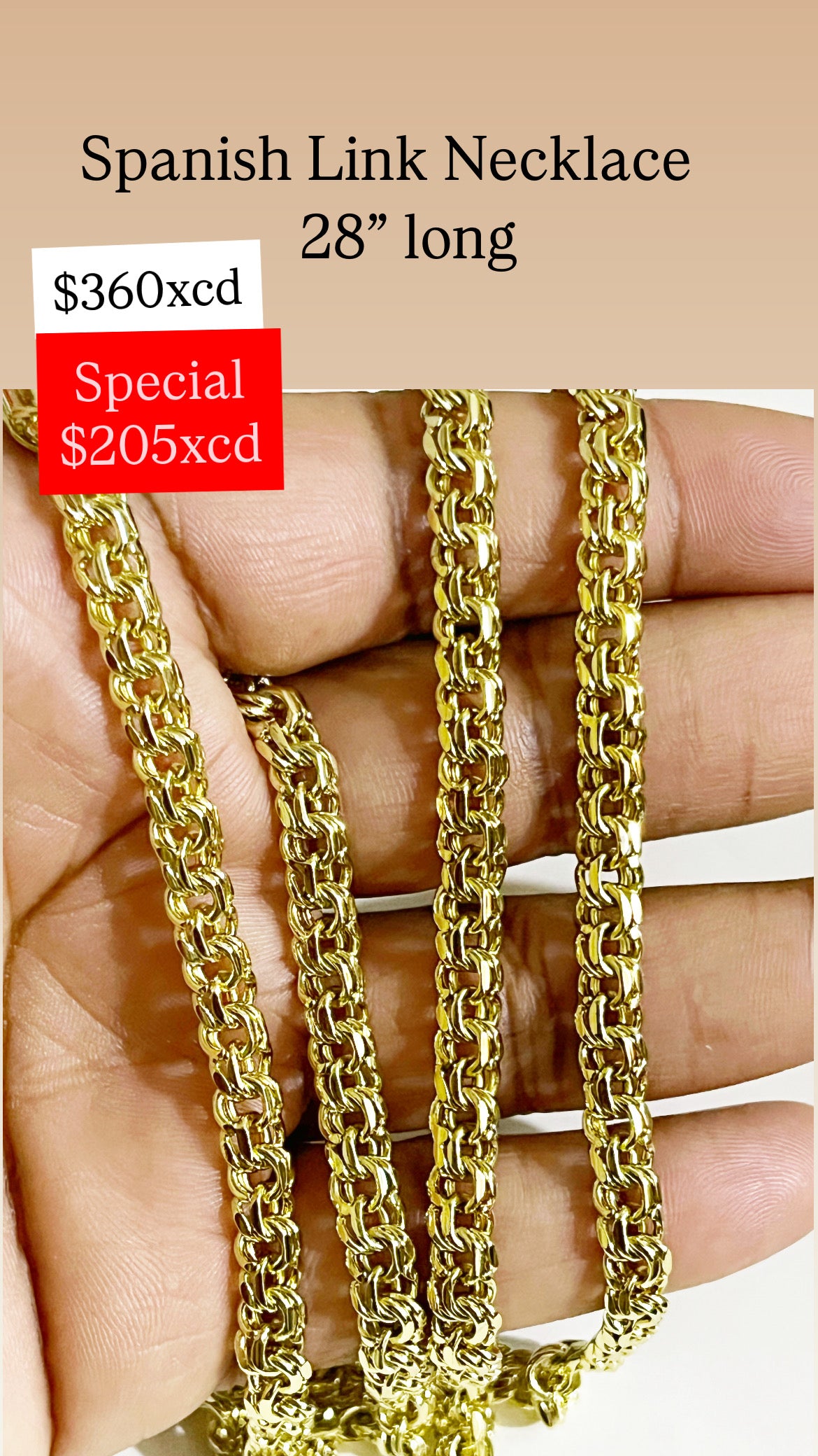 GJW Necklace Spanish Link 7 x 28