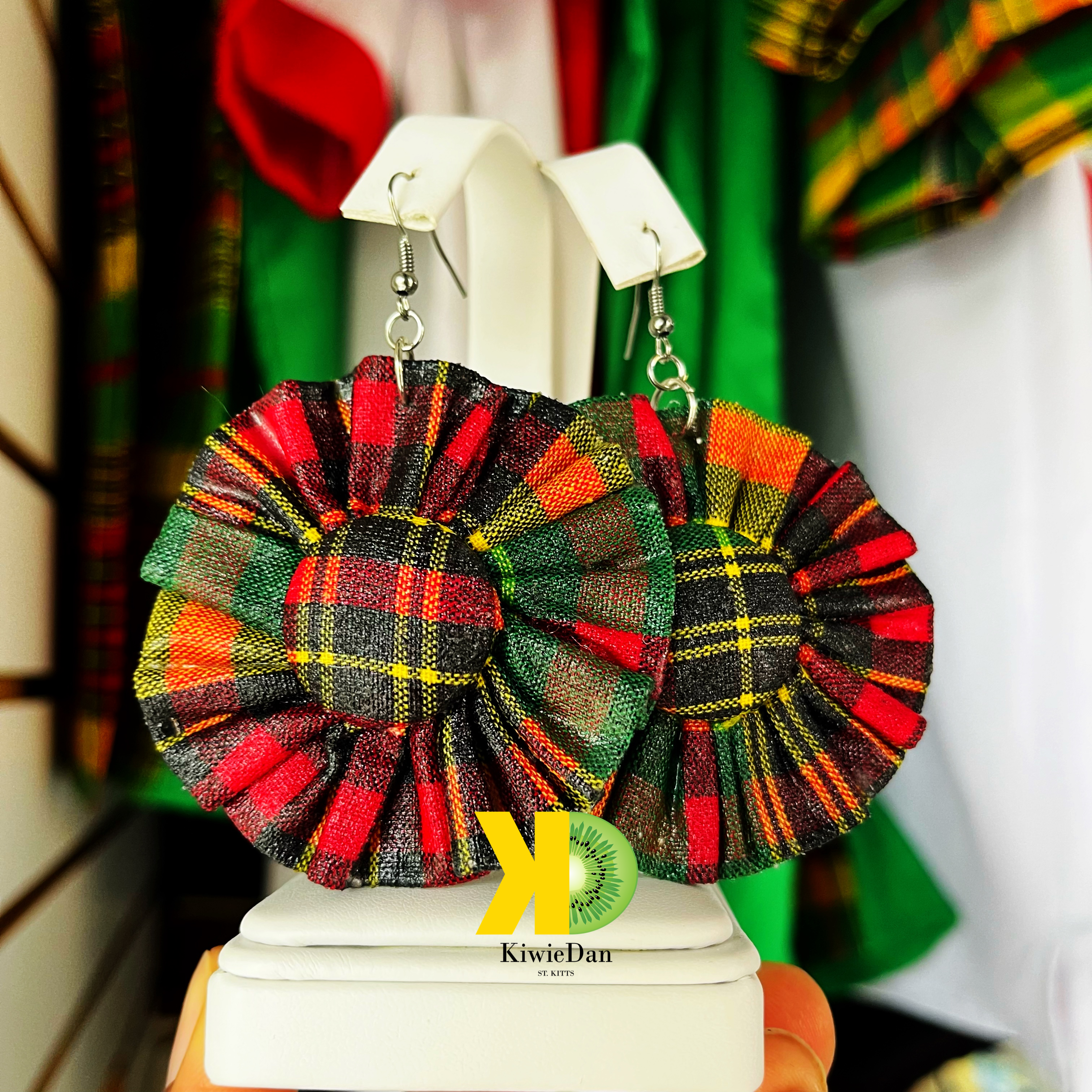 Mom Earrings Madras Flower