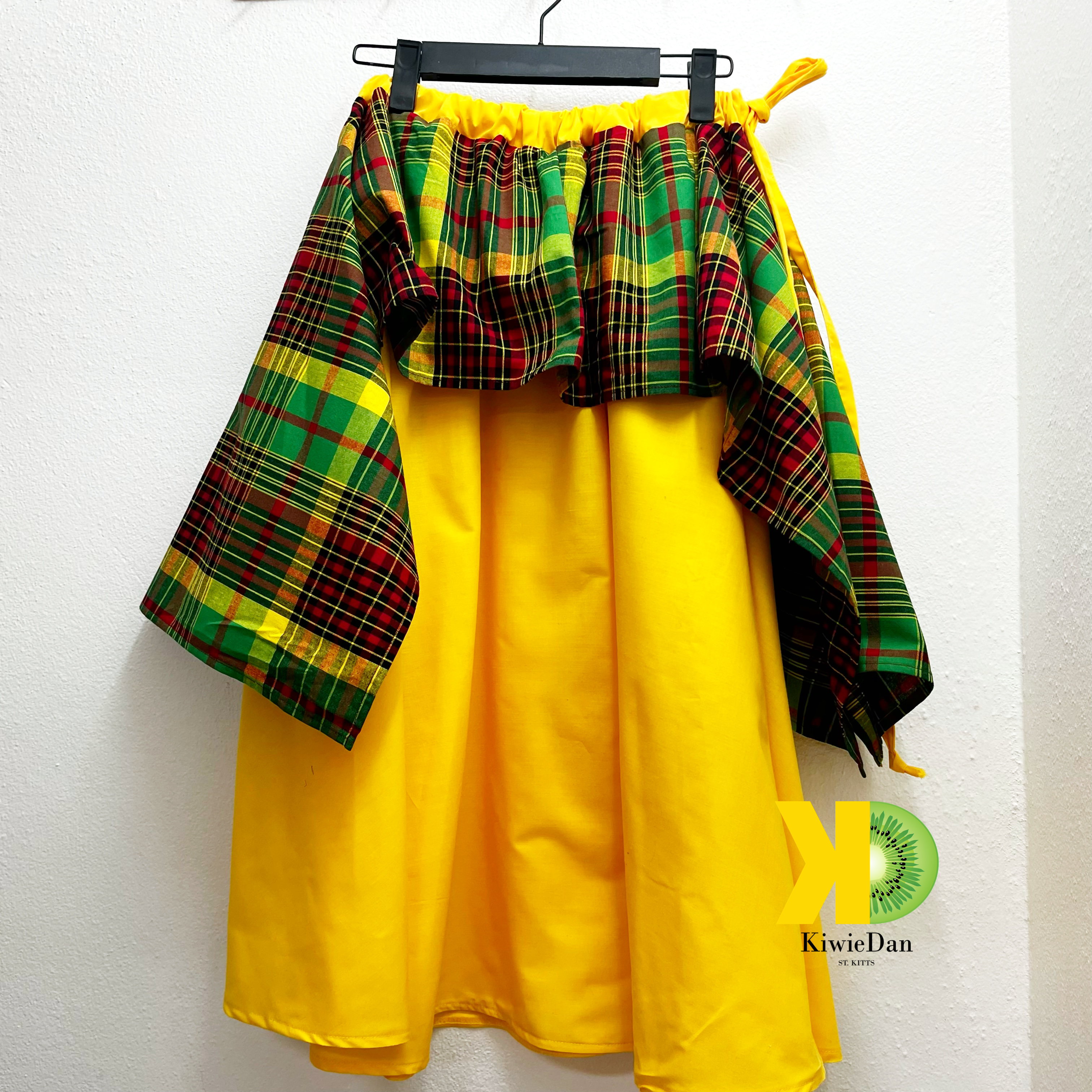 Woman Skirt Midi Creole Flare Yellow w/ Madras