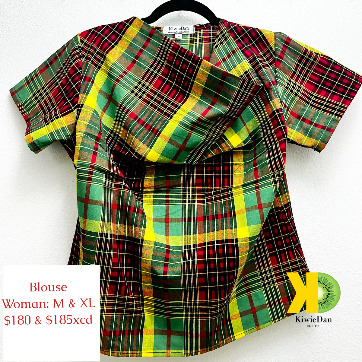 Woman Blouse Cowl Neck Madras