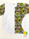 Man White Green Circles Dashiki SS Shirt (L)