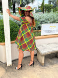 Rachi Off Shoulder Madras Dress