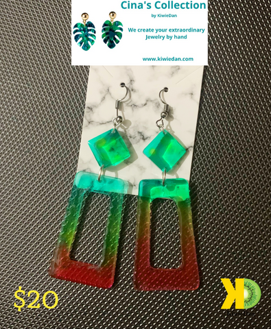 Green/Red/Yellow Poki Earrings